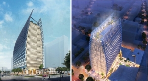 Maquette du centre d'affaires et h&ocirc;telier "Renaissance Plaza" du Plateau