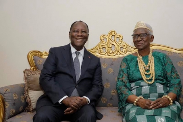 C&ocirc;te d&rsquo;Ivoire/ Sakassou : Visite du pr&eacute;sident Ouattara &agrave; la Reine des Baoul&eacute;s, Sa Majest&eacute; Nanan Akoua Boni II