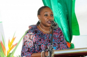 La ministre de la sant&eacute; et de l'hygi&egrave;ne publique Raymonde Goudou Coffie