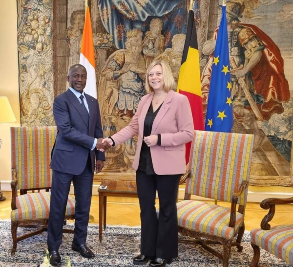 Le pr&eacute;sident de l&rsquo;Assembl&eacute;e nationale Adama Bictogo s'entretient avec la pr&eacute;sidente du Parlement de Belgique