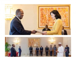 C&ocirc;te d&rsquo;Ivoire : cinq ambassadeurs pr&eacute;sentent leurs Lettres de cr&eacute;ance au pr&eacute;sident Alassane Ouattara